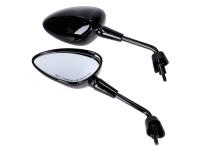mirror set M8 short, black glossy for Vespa GTS HPE, Sprint, Primavera