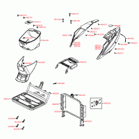 F12 rear body parts, under seat storage / helmet compartment & luggage rack