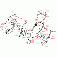 F12 rear body parts, under seat storage / helmet compartment & seat lock