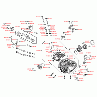 E03 cylinder head, valve train, injection valve & temperature sensor