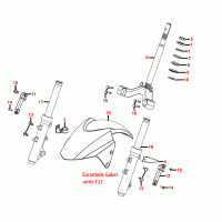 F06 front steering tube, steering bearing and front fork compl.