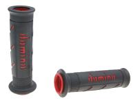 handlebar grip set Domino A250 on-road black / red open end grips