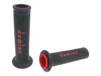handlebar grip set Domino A010 on-road black / red open end grips