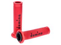 handlebar grip set  Domino A010 On-Road red / black with open ends
