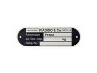 Type Plate "PIAGGIO&CO. Genova" for Vespa all German models ´67, all Italian models