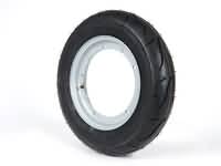 Wheel assembly (tyre mounted on rim ready to drive) -BGM Sport, Vespa Largeframe PX, Sprint, Rally, GT, GTR, TS, T4, LML Star/Stella- 3.50 - 10 inch TT 59S (reinforced) - Rim steel, painted 2.10- 10 - Grey