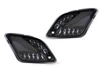 Pair of rear indicators -MOTO NOSTRA (-2014) dynamic LED sequential light, with position light (E-mark)- Vespa GT, GTL, GTV, GTS 125-300 - smoked