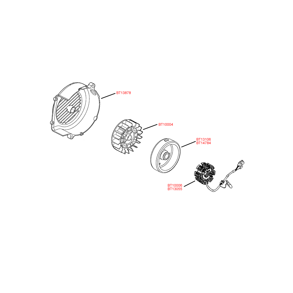 09 - alternator, fan wheel for Qingqi V-Clic